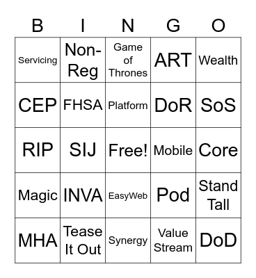 MHA ART PI Planning Bingo Card