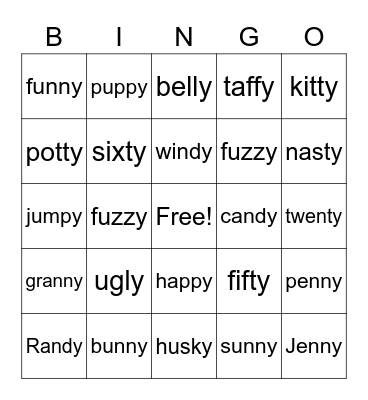 y as e Bingo Card
