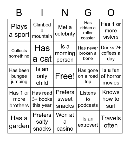 OE Human Bingo! Bingo Card