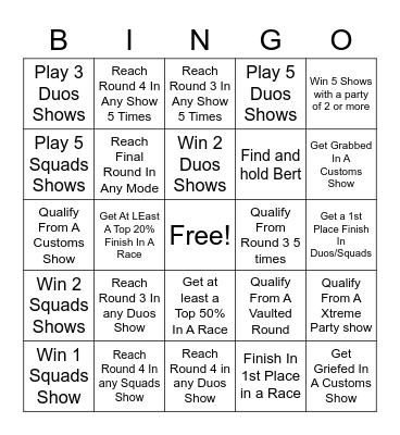 Fall Guys Bingo Card