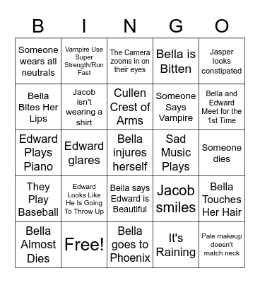 Twilight Bingo Card