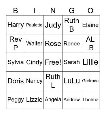 Asbury Park Senior Bingo Card