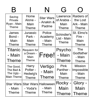 Movie Soundtracks Bingo Card