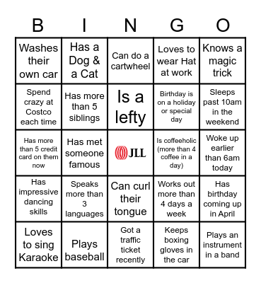 Ice Breaker Bingo Card