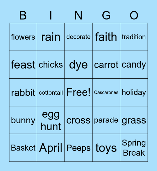 Easter Bingo Card