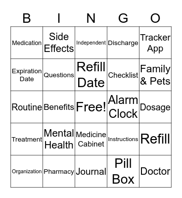 Medication Management Bingo Card