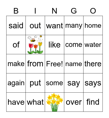 Beginning SIPPS to lesson 45 Bingo Card