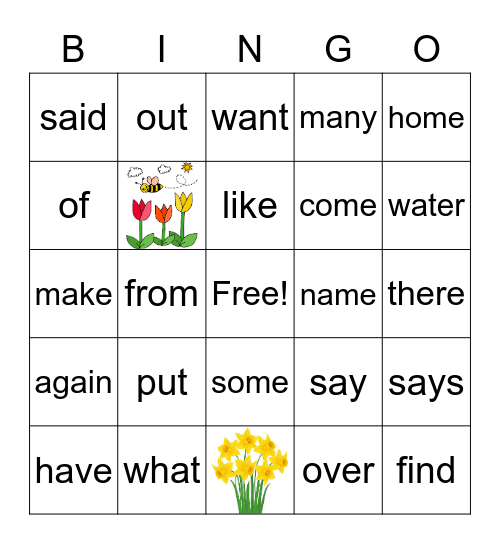 Beginning SIPPS to lesson 45 Bingo Card
