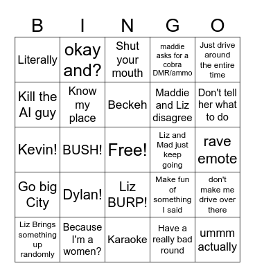 Fortnite Night Bingo Card