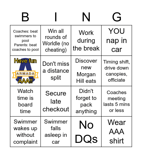 Far Western Coaches/Parent Bingo 2023 Bingo Card