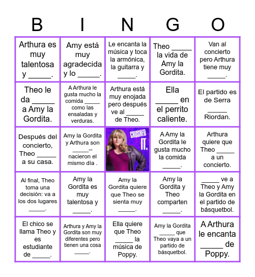 Theo, Arthura y Amy la Gordita Bingo Card