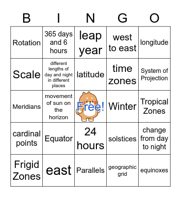 Unit One Bingo Card