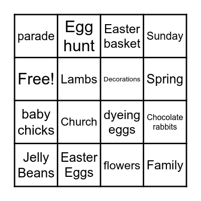 Easter Bingo Card