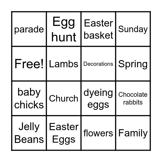 Easter Bingo Card