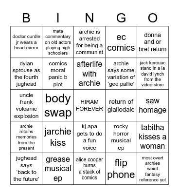 riverdale season 7 Bingo Card