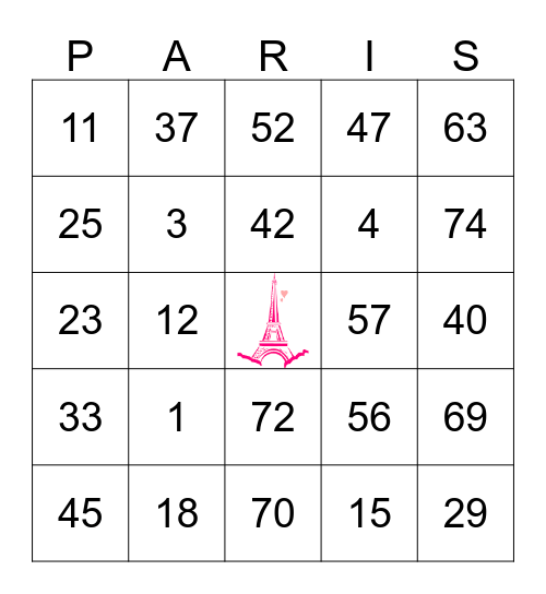 Maleyah's First Birthday Bingo Card