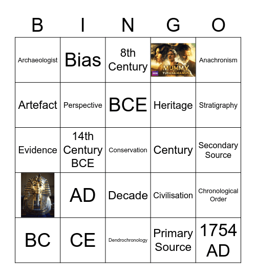 Investigating the Ancient Past Revision Bingo Card