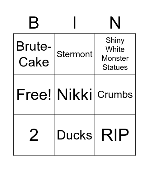 The Binder of Doom Bingo Card