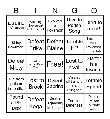 Kaizo IronMON Bingo! Bingo Card