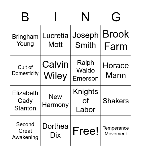Social Reforms Bing(o) Bingo Card