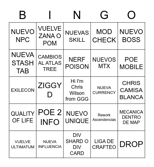 BINGO ANUNCIO Bingo Card