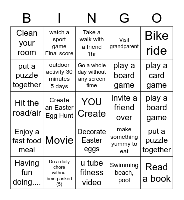 SPRING BREAK Bingo Card