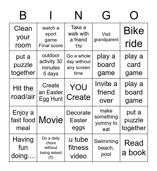 SPRING BREAK Bingo Card