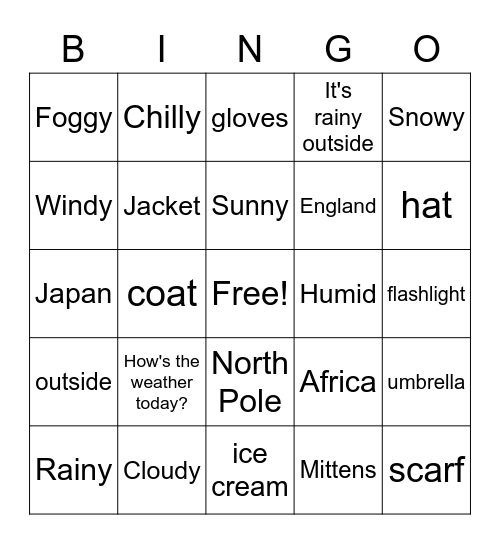 VT class Bingo Card