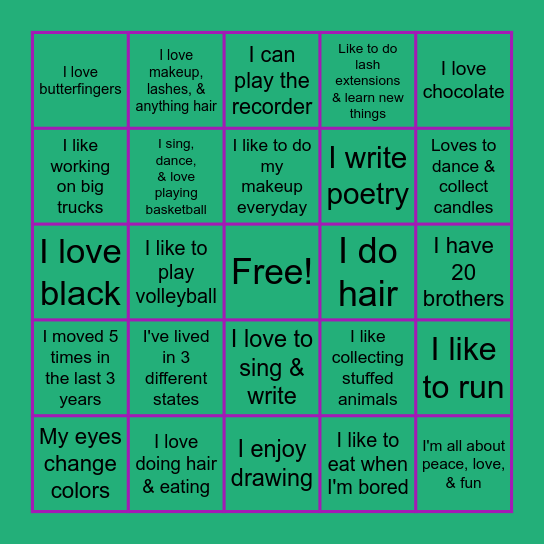 Women's Month Bingo Card