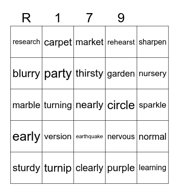 Red 179 Bingo Card