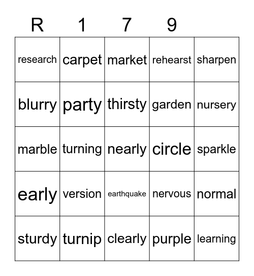 Red 179 Bingo Card