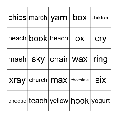 ch Bingo Card