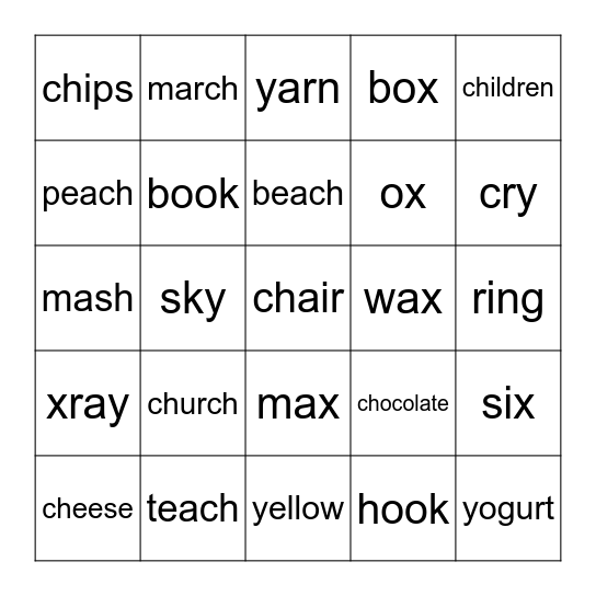 ch Bingo Card