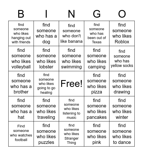 Get to Know You BINGO! Bingo Card