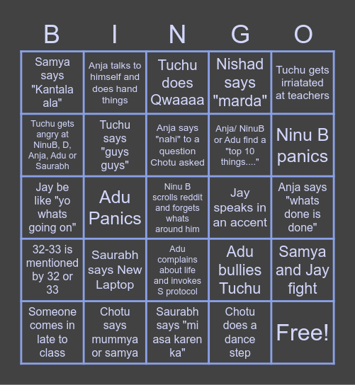 Acran MiniGames Bingo Card