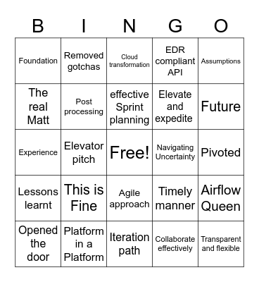 Closeout Fun Bingo Card
