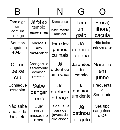 GINCANA ORM ESTACA BOA VIAGEM 2023 Bingo Card