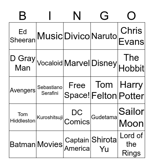 Hime Bingo Card