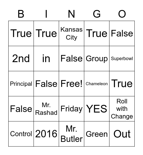 Circle of Control Bingo Card