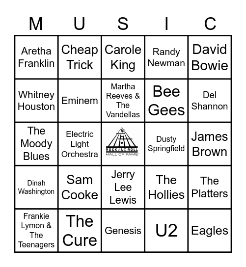 ROCK & ROLL HALL OF FAME Bingo Card