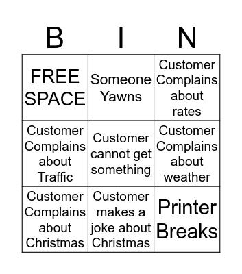 Work Christmas Bingo Card