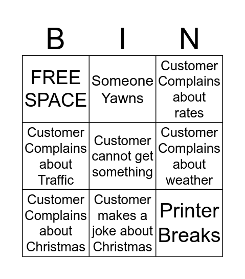 Work Christmas Bingo Card
