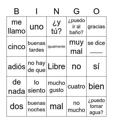 Exploratory - Basic Greetings & Pleasantries Bingo Card