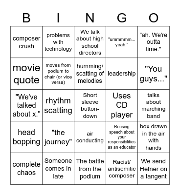 Hefner Bingo Card