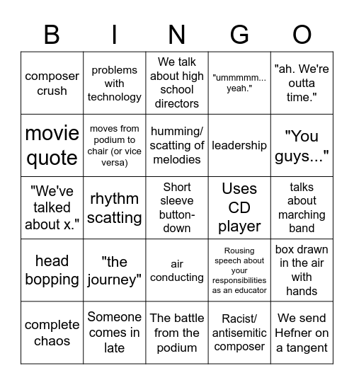 Hefner Bingo Card