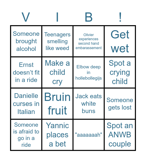 VIB (Villari Efteling Bingo) Bingo Card