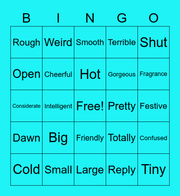 Synonyms & Antonyms Bingo Card
