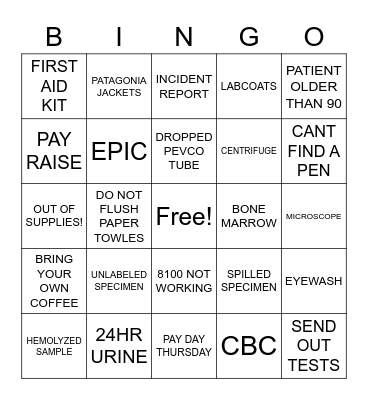 LAB BINGO Card