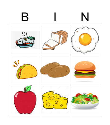 la comida Bingo Card