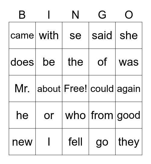 Red 25 Bingo Card